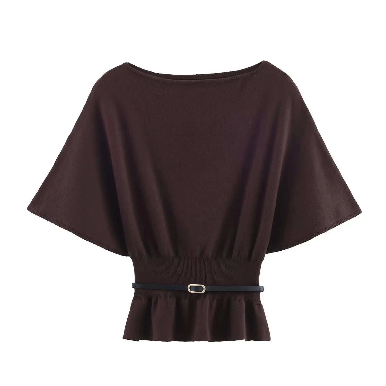 TFMLN Slash Neck Tiered Knit Pullover