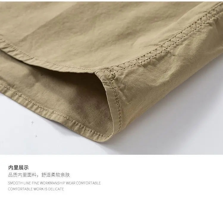 Workwear shirt for men summer loose and casual short-sleeved men American retro lapel coat trendy brand outdoor wear