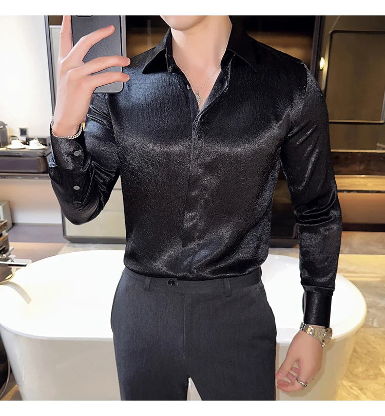 Glossy Slim Fit Men’s Dress Shirt