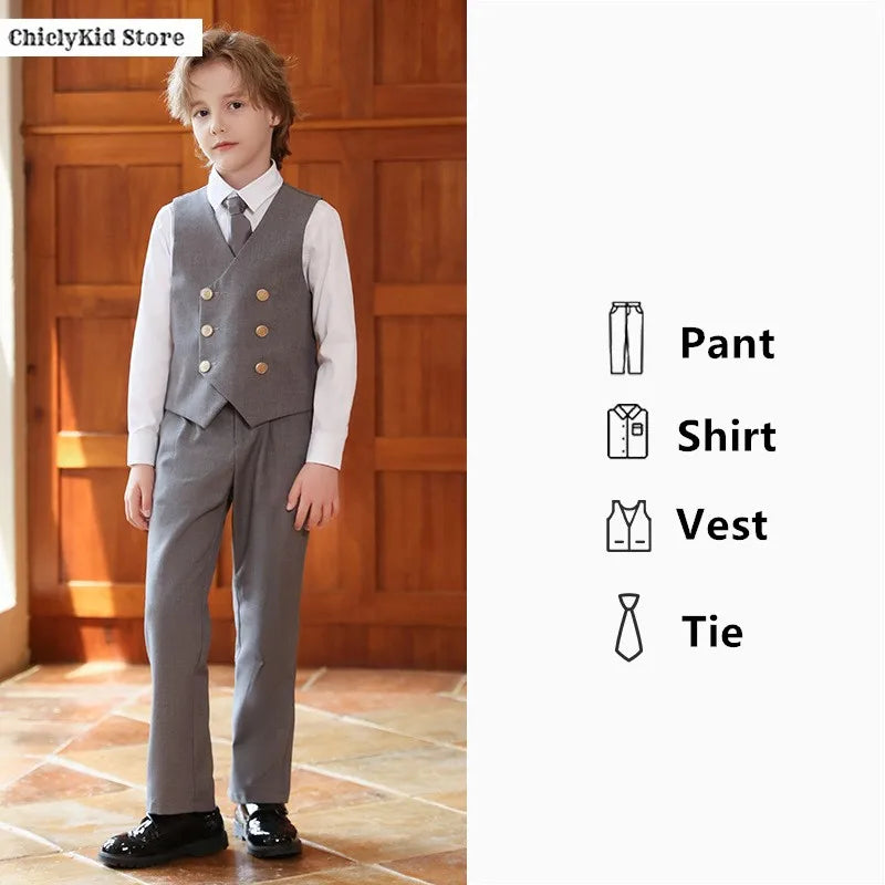 British Style Kids Vest Suit