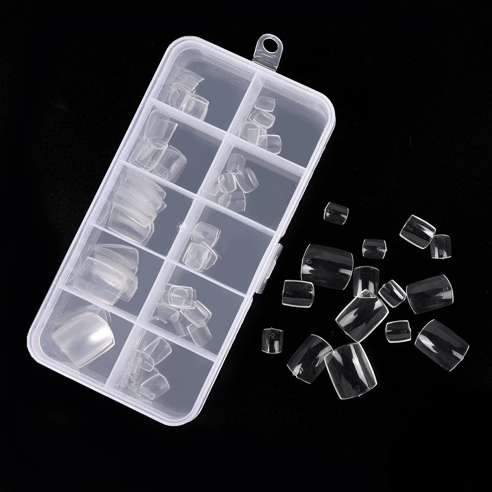 False Toes Nails French Square Nature White Clear Fake Toe Nails Feet Nail Tips Artificial Press on Toenails for Women Makeup