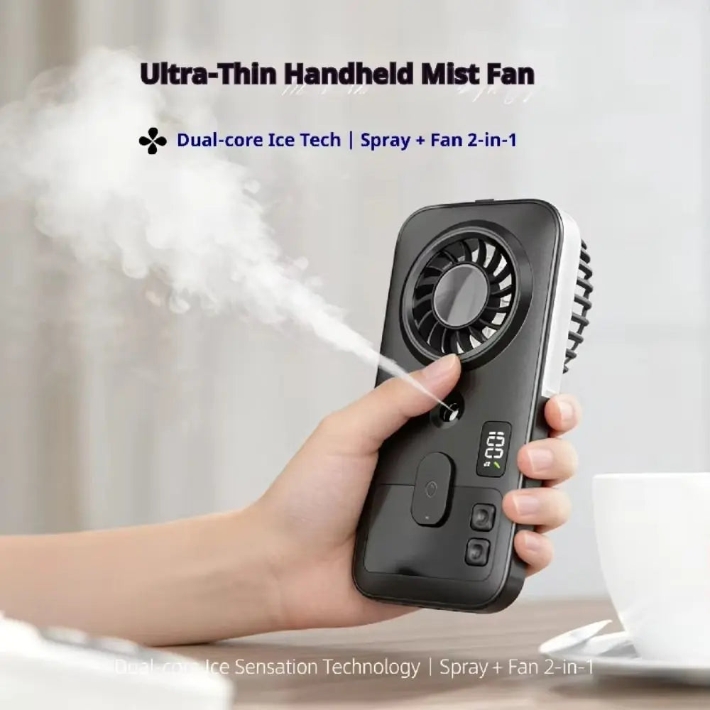 Mini Size Handheld Mist Fan USB Powered Compact Design Portable Mist Fan Moisturizing Function Mist Sprayer USB Rechargeable Fan