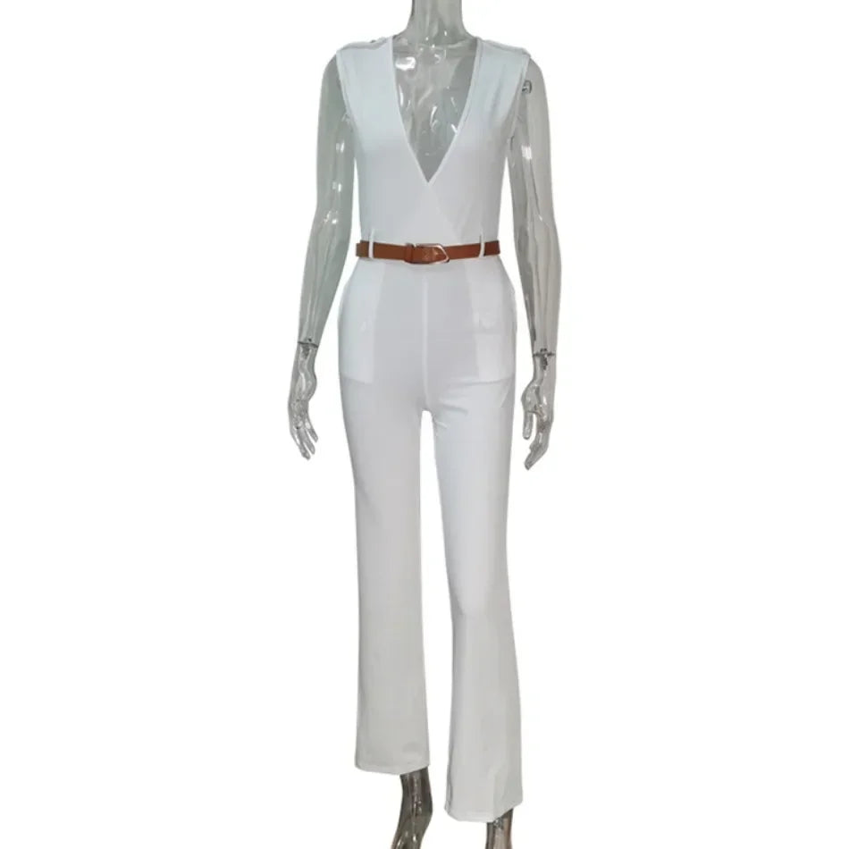 Elegant Deep V Wrap Jumpsuit