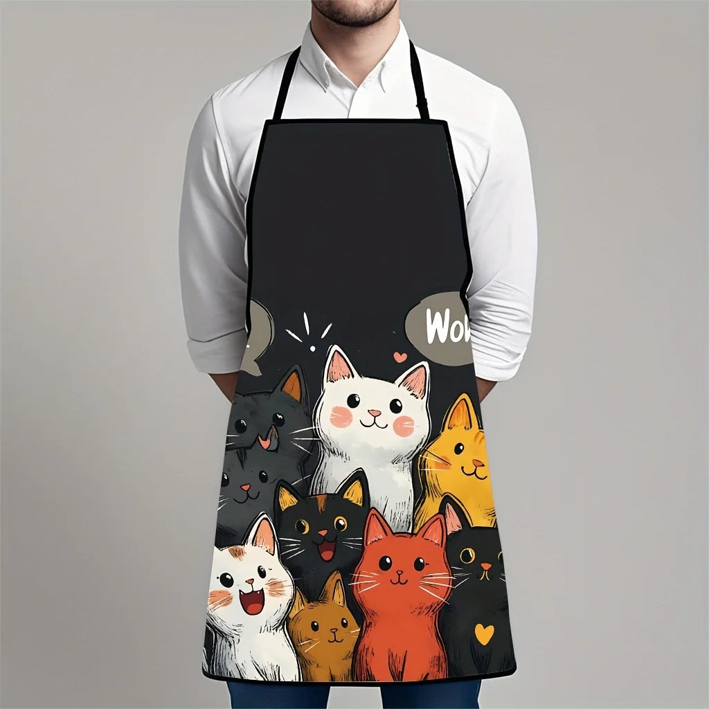 Vibrant Cartoon Cat Kitchen Apron