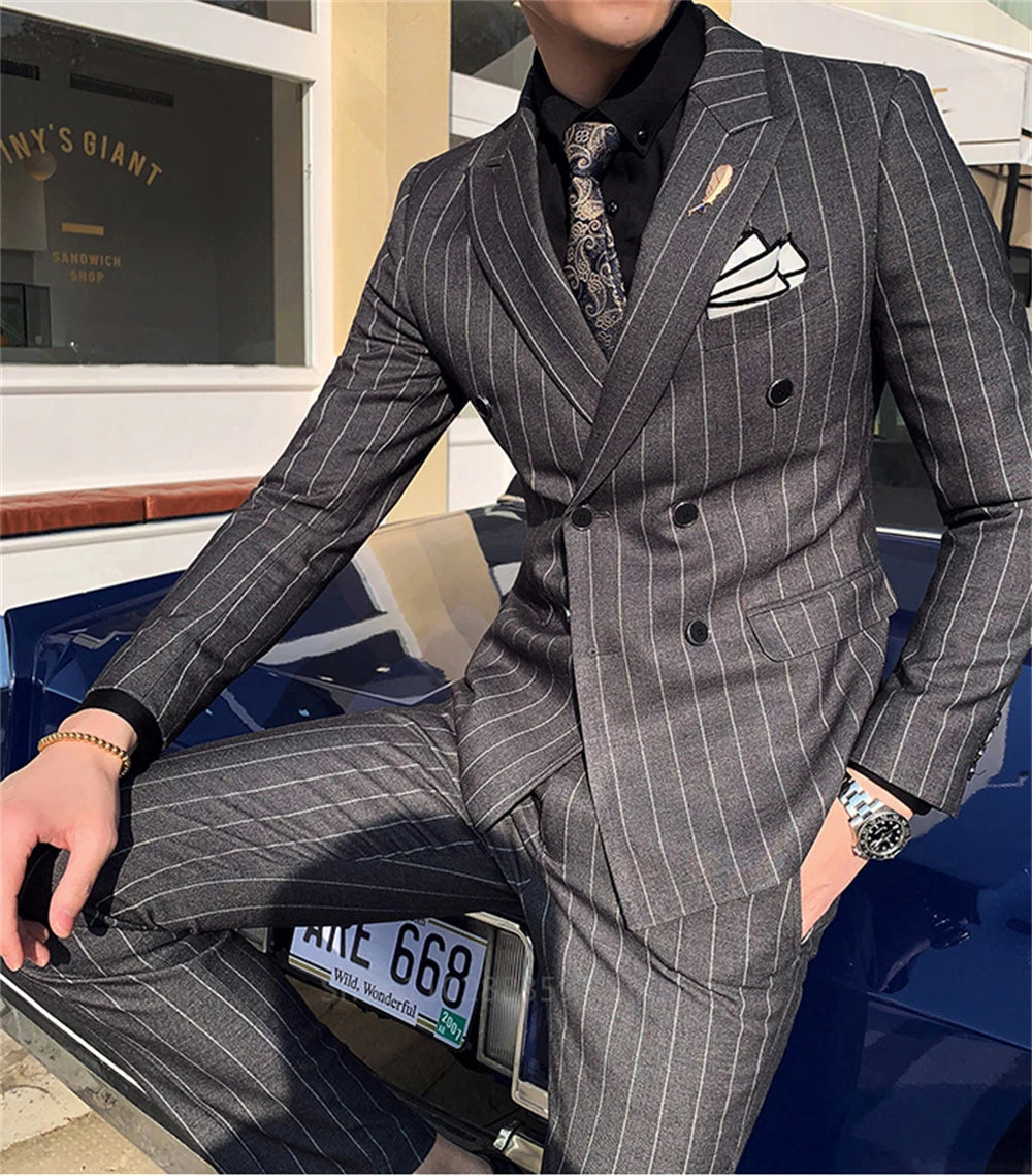 Modern Double Breasted Business Suit