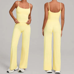 2PCS Yoga Set Women Yoga Pant Workout Tracksuit Sportswear Gym High Waist Straight Leg Bottoms Fitness Bta Sports Suit XP01