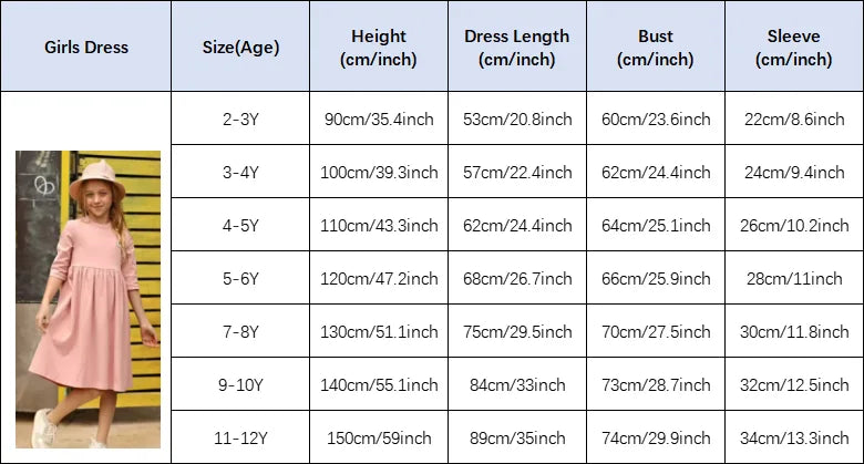 Classic Cotton Three-Quarter Girls Dress