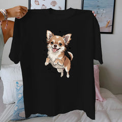 Happy Chihuahua Graphic Cotton T-Shirt