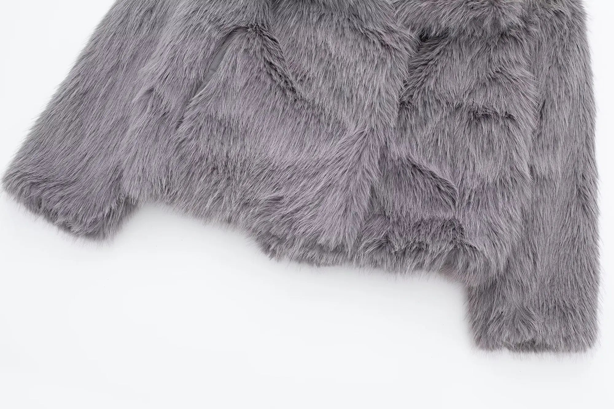 HH 2024 Women 's Vintage Soild Faux Fur Coat Turn-down Collar Long Sleeve Warm Plush Wool Coats Lady Winter Autumn Outwear
