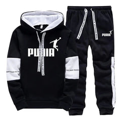 Printed Casual Tracksuit Hoodie Set
