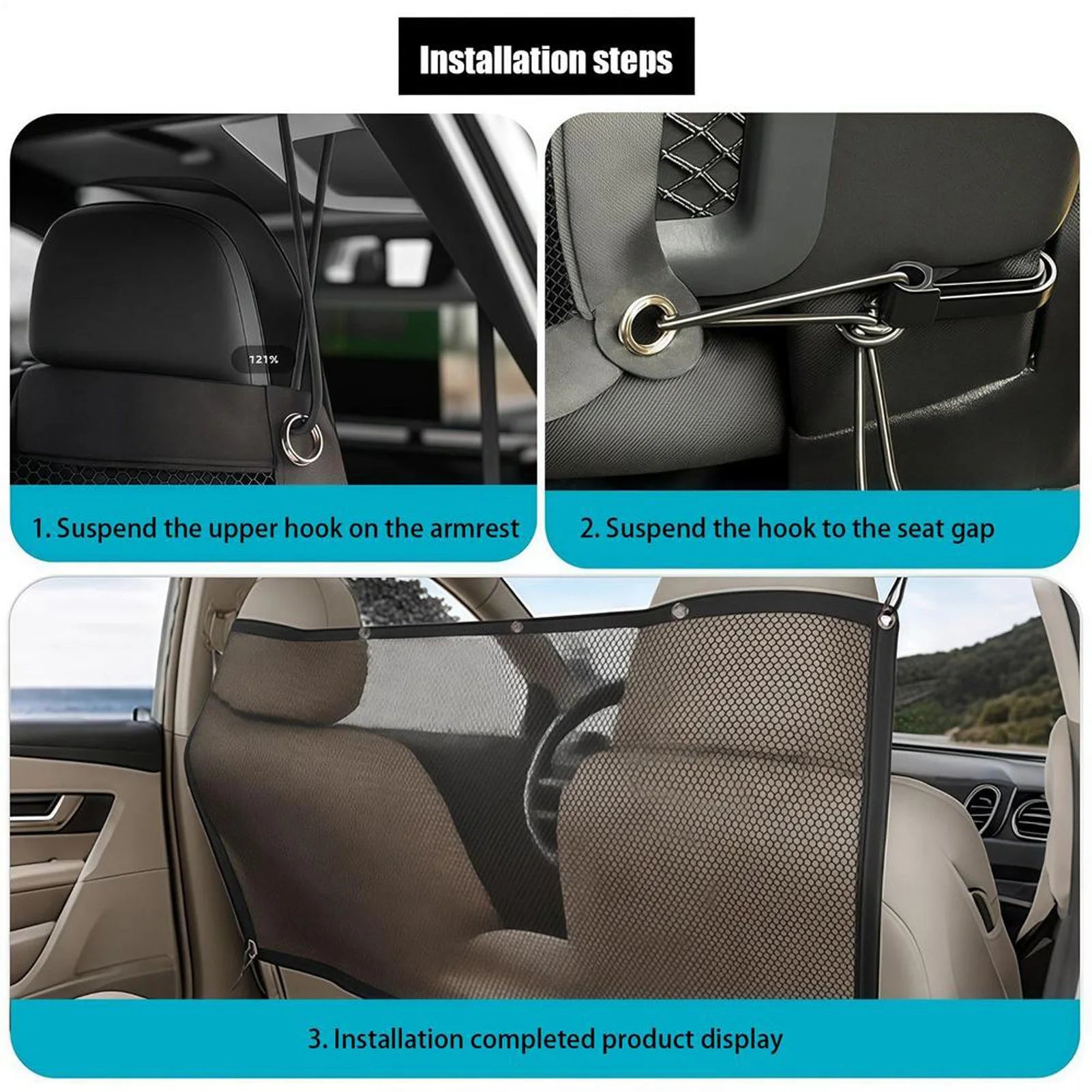 Pet Car Barrier Safety Net for Backseat Protection Dog and Child Restraint Vehicle Divider Travel Driving Secure Supplies