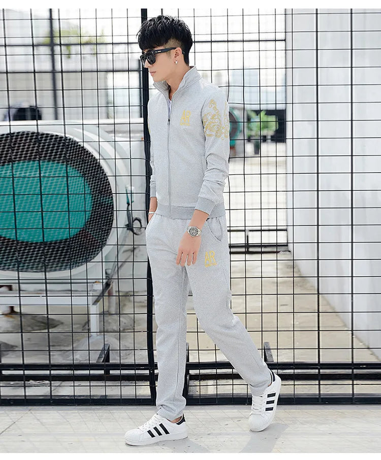 Plus Size 5XL 6XL Men's Tracksuit Autumn Clothes Sportswear Two Piece Set Men Jacket Sweatpants Male Sweatsuit Sports Suits Sets