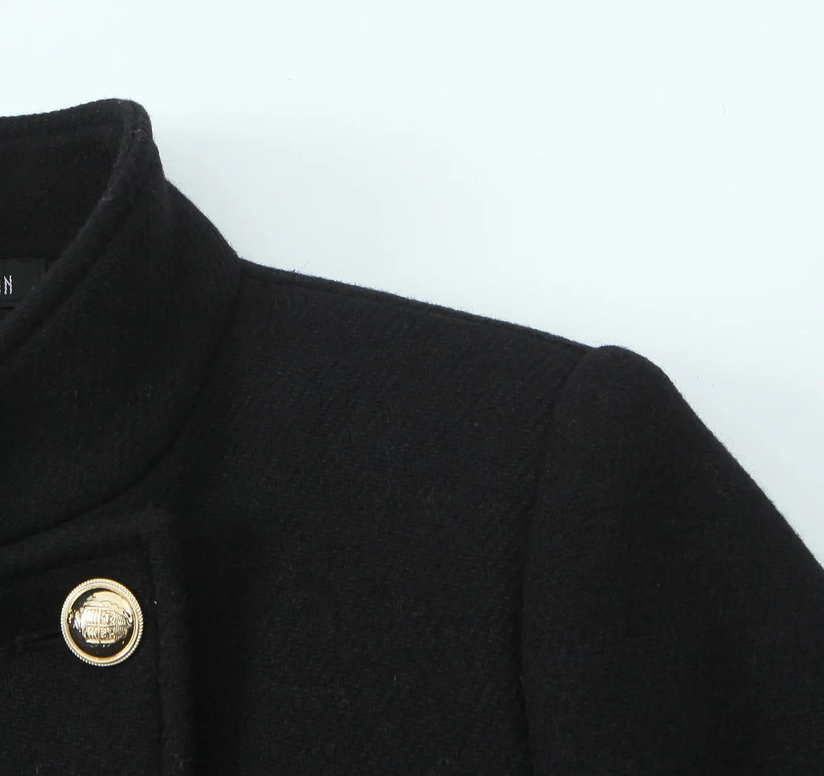 Retro Black Wool Long Coat