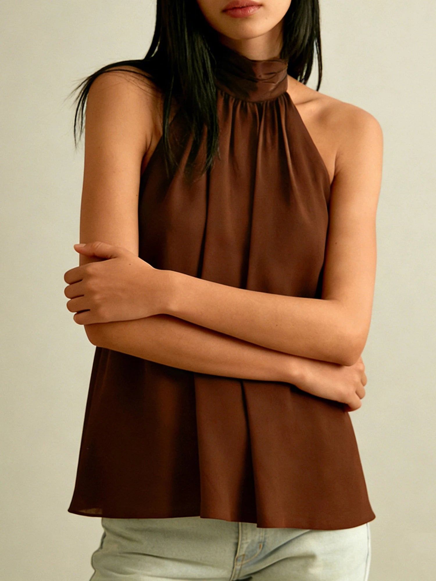 Women's Halter Tops Casual Loose Fit Stylish Solid Color Sleeveless Vest Suitable for Summer