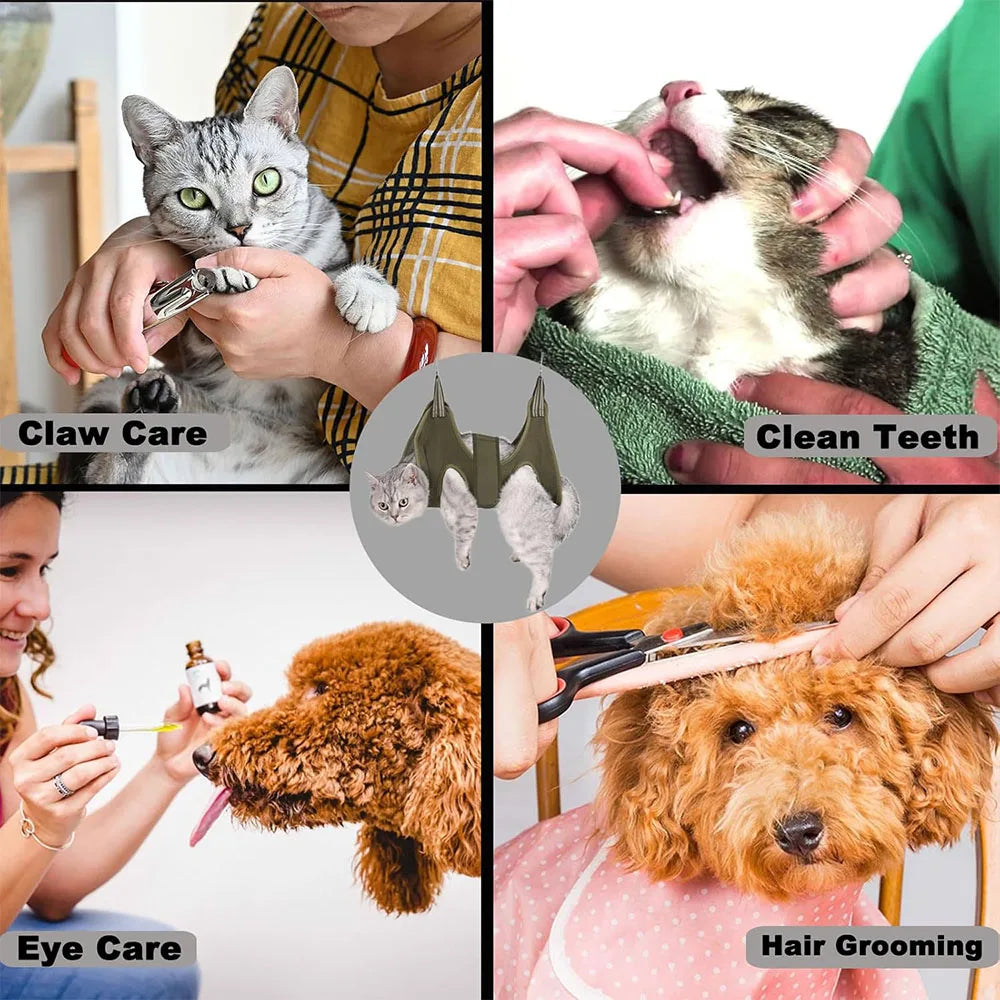 Pet Grooming Hammock Cat Dog Nail Clipper Fixer Teddy Hook Type Feeding Anti-scratch Artifact Restraint Bag Pet Accessories