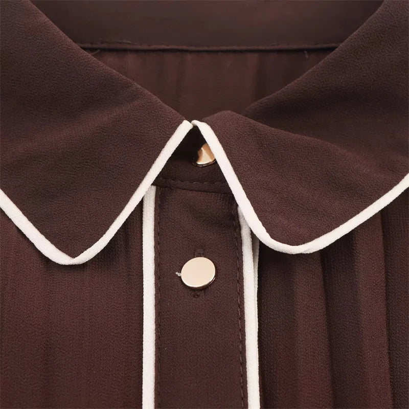 Elegant Pleated Belted Midi Dress