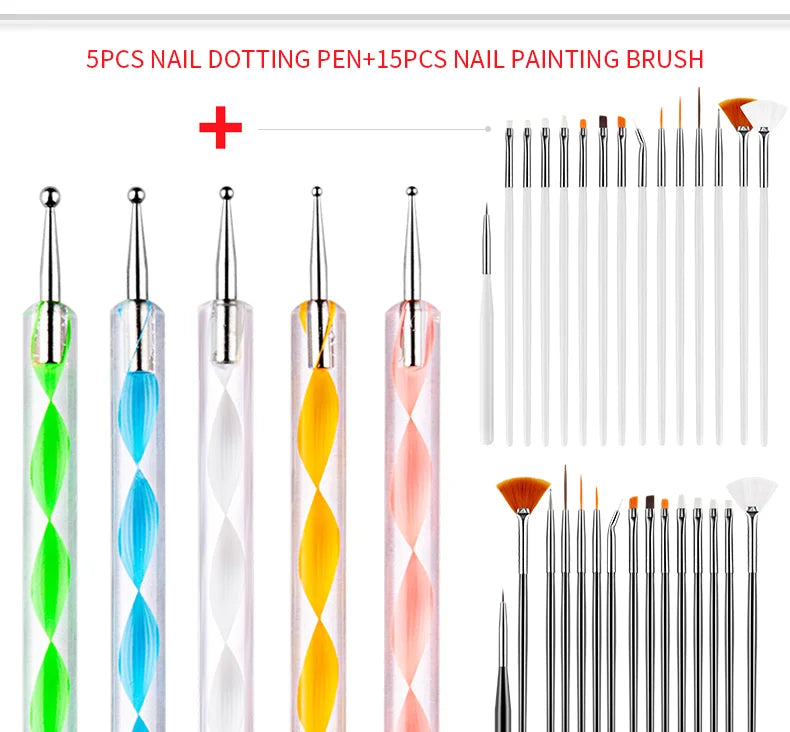 Nail Art Brushes Nail Art Tool Set Nail Dotting Tools Nail Dust Brush Striping Long Lines Nail Drawing Pen Nail Design