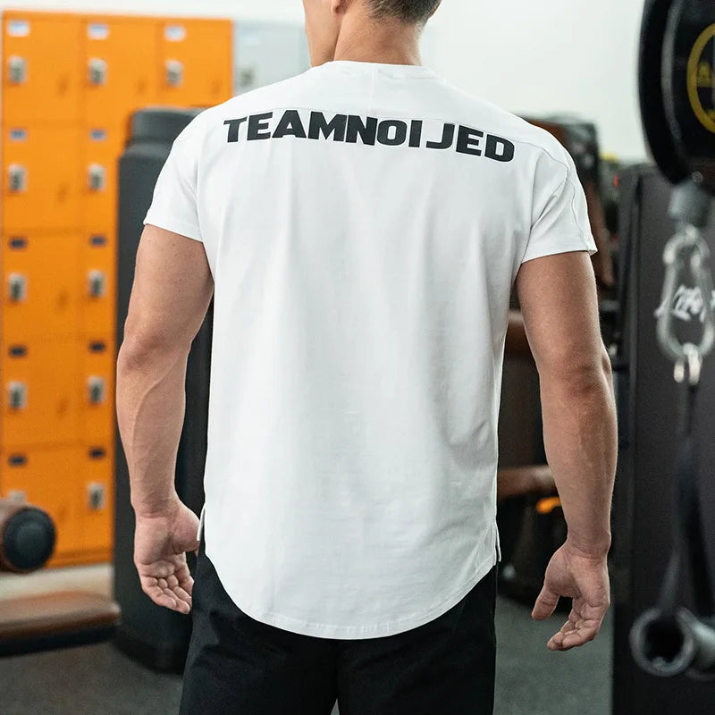 Men's Gym T Shirts Quick Dry Short Sleeve Summer Sports T-shirt Elastic Fitness Workout Tops Casual Bodybuilding Athletic Tee