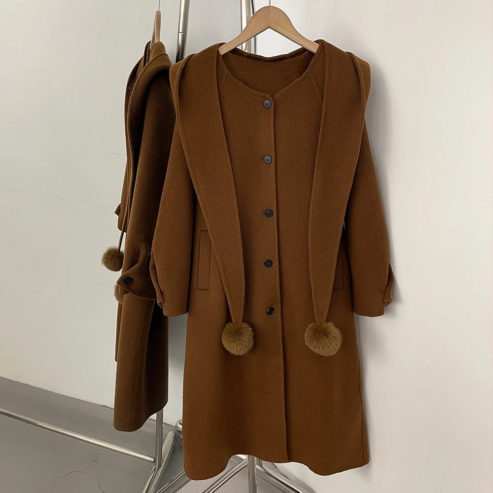 Korean Fur Wool Winter Coat