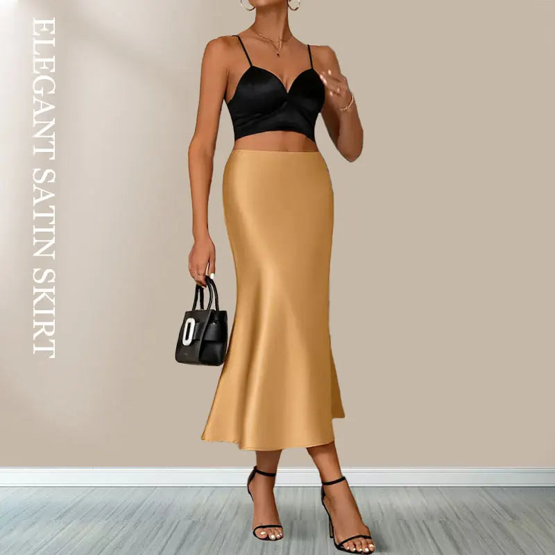 Satin A-Line Midi Skirt