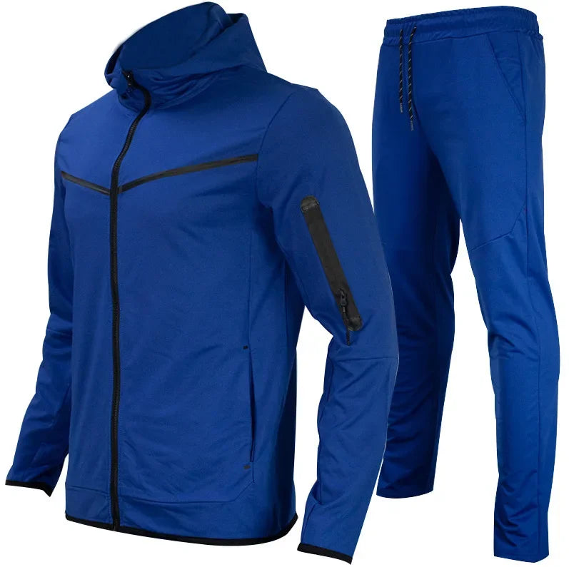 Luxury Brand Men Tracksuits 2-piece Set Black Sports Suit Tracksuits Jogging Men's Clothing Sweatpants Zip Sweatshirts Techwear