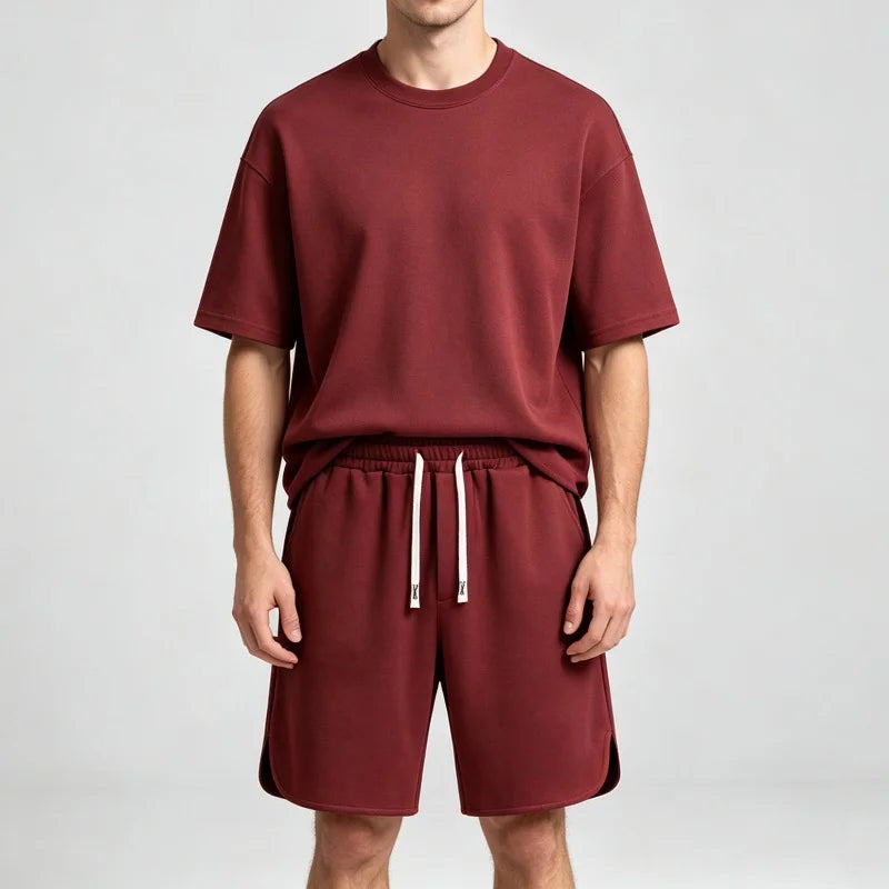 NEW Summer Men Suit Round Neck Short Sleeve T-shirt+shorts Two Piece Set Loose Outdoor sport Casual Suit men T-shirt Tracksuit