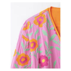 Women's Flowers Embroidered Coats Autumn New V-neck Long Sleeve With Belt Jackets Fashion Casual Female Chic Outerwear