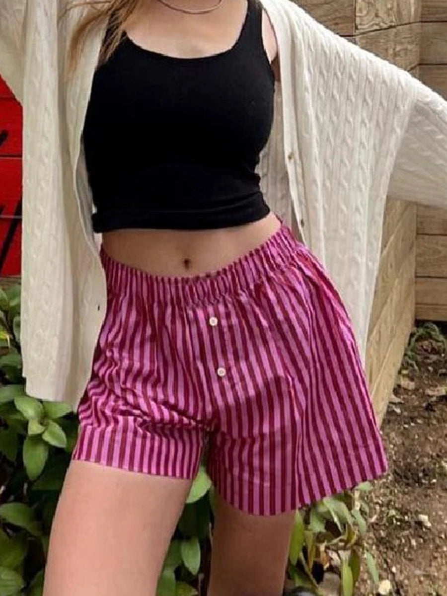 Elastic Waist Solid Summer Shorts