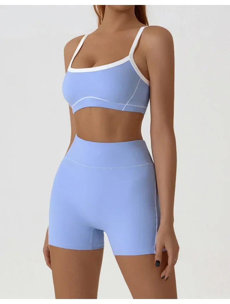Woman Yoga Sport Outfit for Fitness Two Pieces Short Pant Sets Suits Tracksuit Sportswear Woman Gym Yoga Workout Clothes