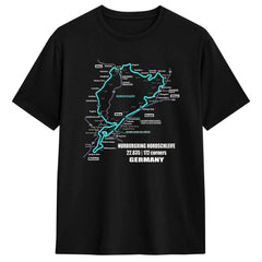 Men T-Shirt Nürburgring Nordschleife Germany Track Map Photographic Blue Print T Shirts Trending Beach Tees  Casual 1Cotton Tops