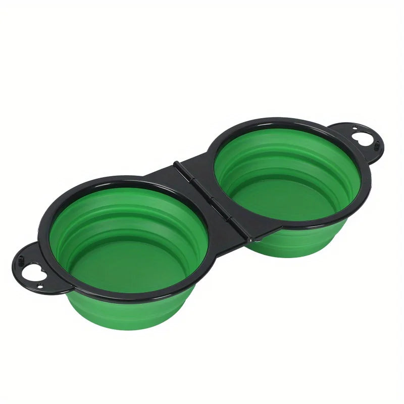 Portable Pet Folding Bowl, Outdoor Dog Double Bowl for Water and Food Sharing, Cat Bowl, Pet Dog Food Basin, Suitable for Travel