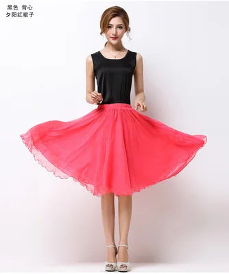 Silk Pleated High Waist Midi