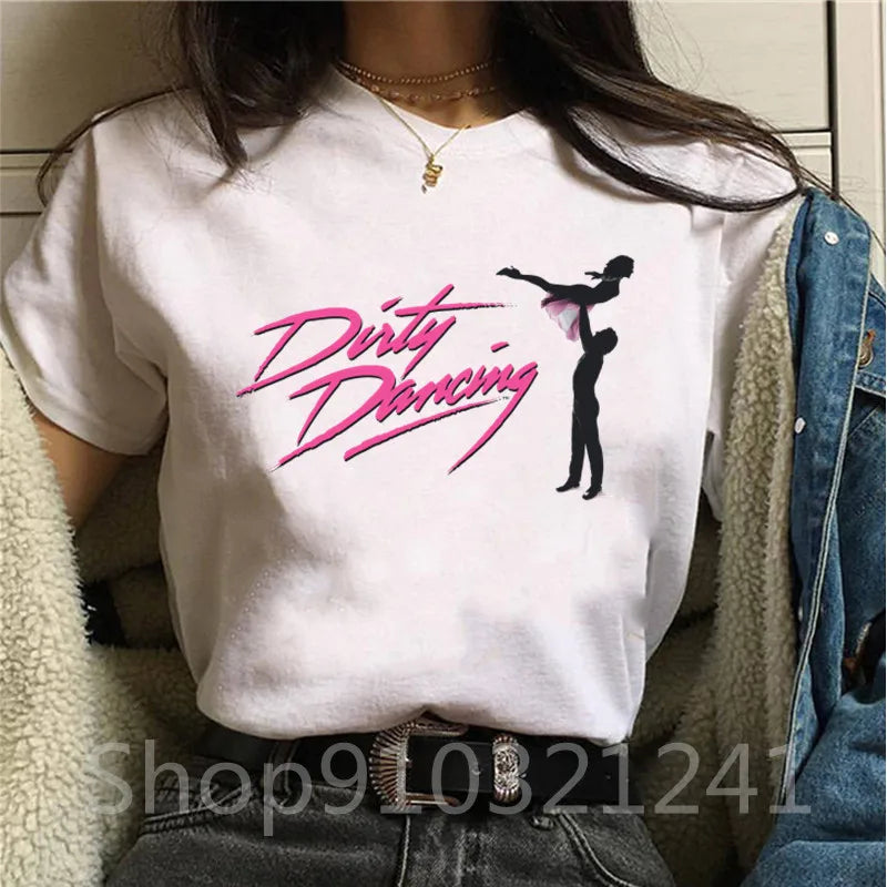 Women's Tshirt Dirty dancing Printing Graphic Aesthetic O Neck Girls Short Sleeve Print Vintage Y2k T Shirt Female Funny Tops