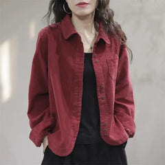 Casual White Corduroy Button Jacket