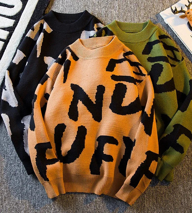 Graphic Knit Crew Pullover Sweater