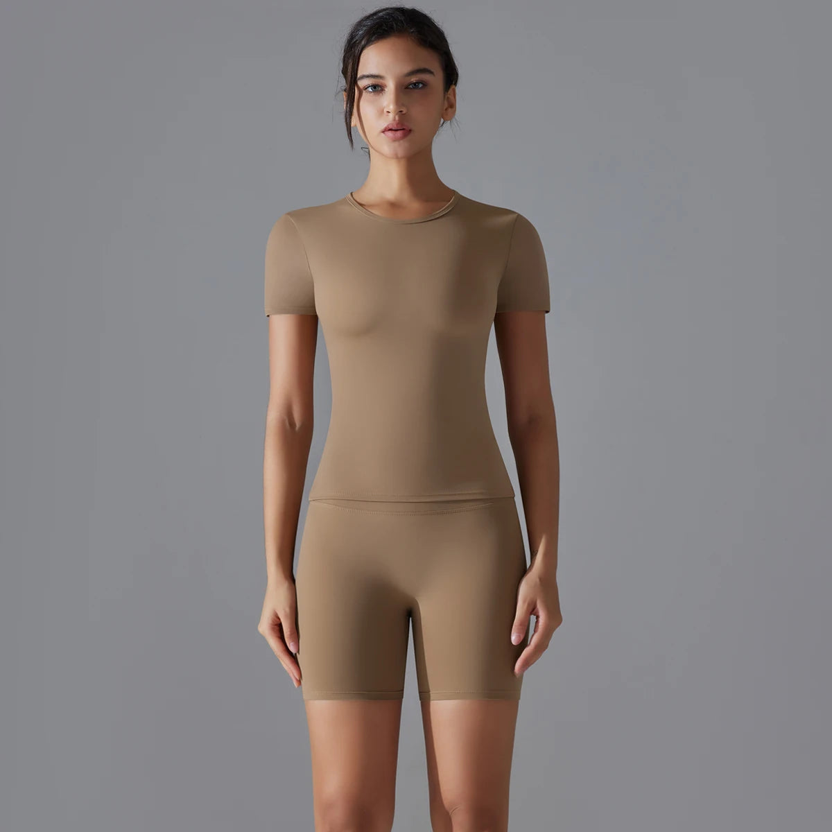 Yoga Set Women Sports Short Sleeve Top With High Waist Leggings Running Jogging Workout Clothes Sports Fitness Gym Sets