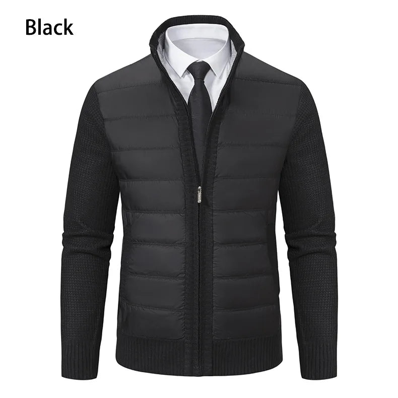 Autumn Winter Sweaters for Men Casual Knitted Sweaters Large Size Solid Color Plus Velvet Cardigan Knitted Sweater Cotton Coat
