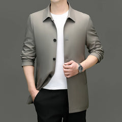 Solid Lapel Business Trench Coat