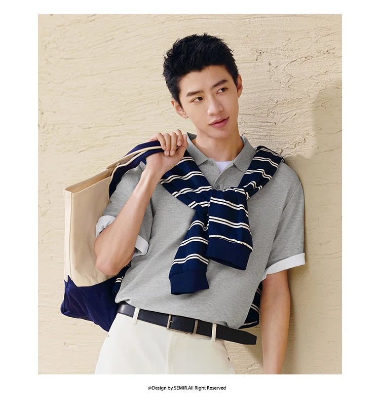 Semir Polo Shirt Men Moisture Wicking Solid Color Short Sleeve T-Shirt 2025 Summer New Slim Fit Top for Active Wear