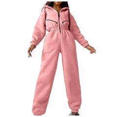 Fleece Hooded Wide Leg Jumpsuit