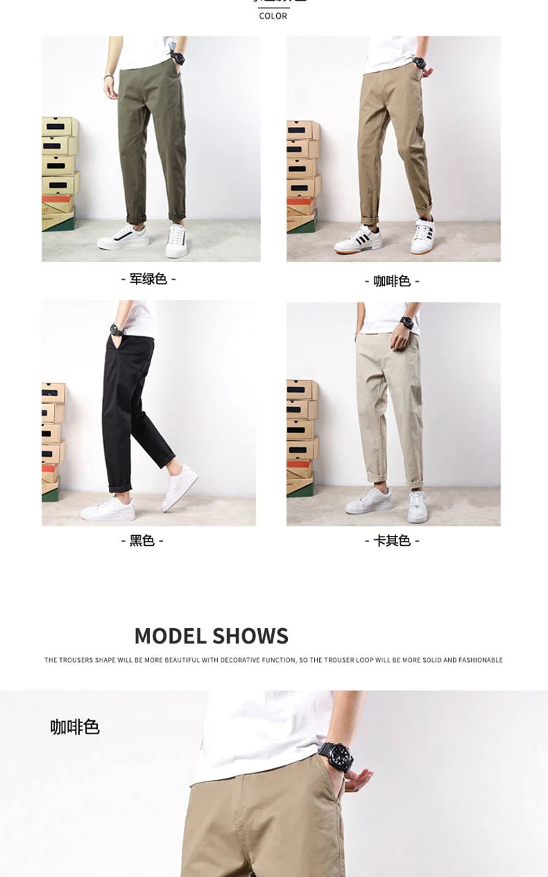 Korean Casual Elastic Cargo Pants