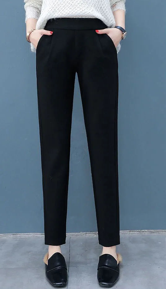 High Waist Woolen Harem Pants