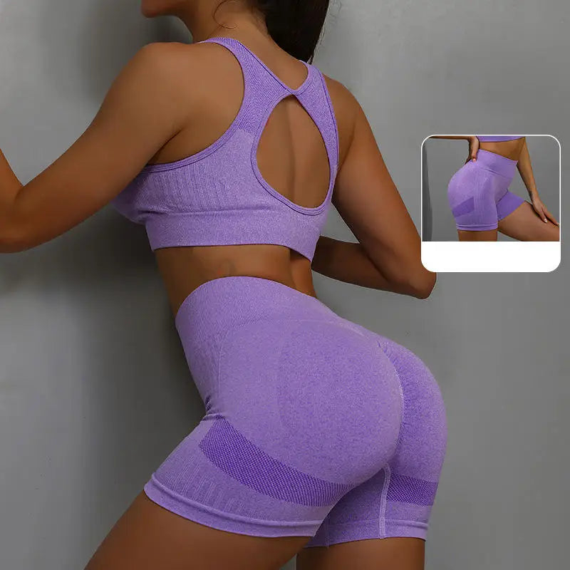 Women Yoga Shorts Sets High Waist Butt Lifting Workout Fitness Tights Tummy Control Gym Running Stretched Sportswear