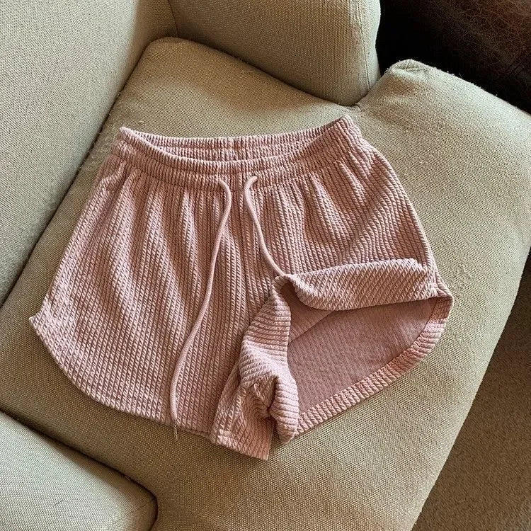 High Waist Drawstring Sweat Shorts