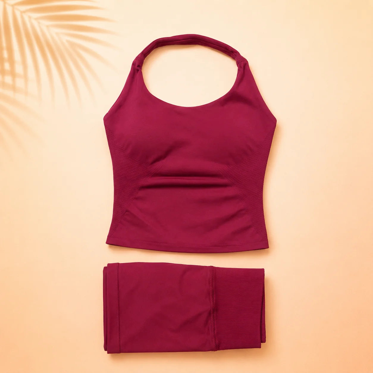 Women Seamless Yoga Set Halter Sports Bra Scrunch Butt Shorts 2 Piece Gym Workout Fitness Activewear High Waist Athletic Outfit
