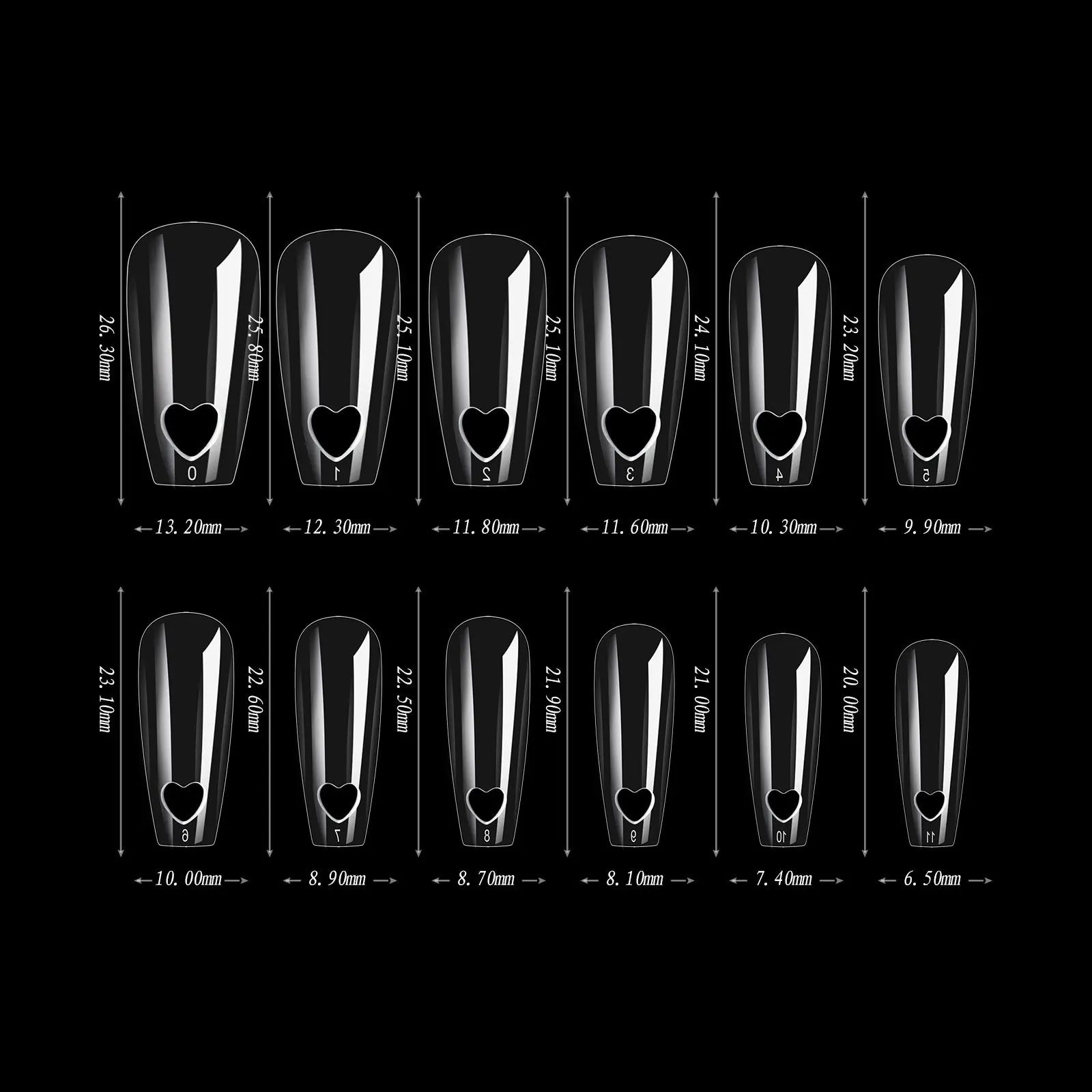 Heart Hollowed-out False Nails Art Tips 504/120pcs/bag Natural&Clear Press On Acrylic Nails UV Polish Board Patch Manicure Tools