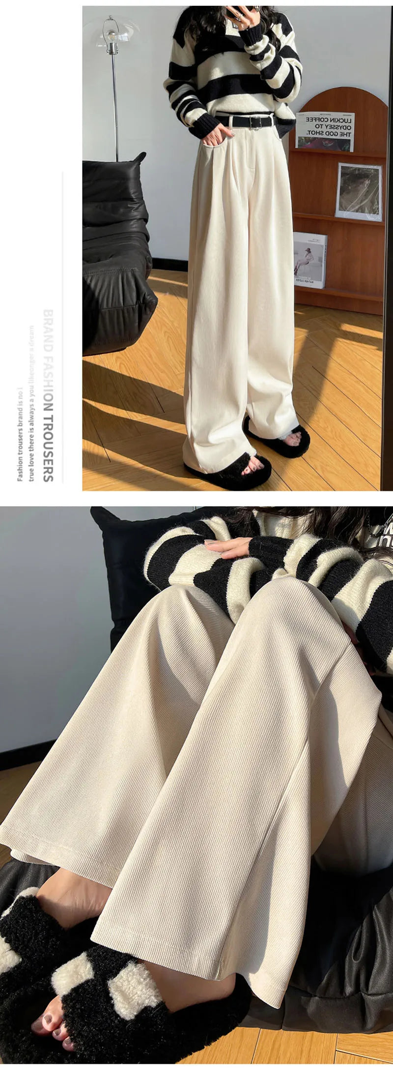 Women's Pants Autumn Winter Corduroy High Waist Wide Leg Pants for Women Casual Trousers Female Straight Pants Women Clothes New