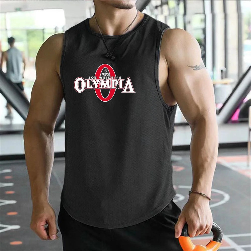2026  Bodybuilding Sports Tank Tops Men Gyms Fitness Workout Sleeveless Shirt Male Summer Loose Undershirt Running men Vest