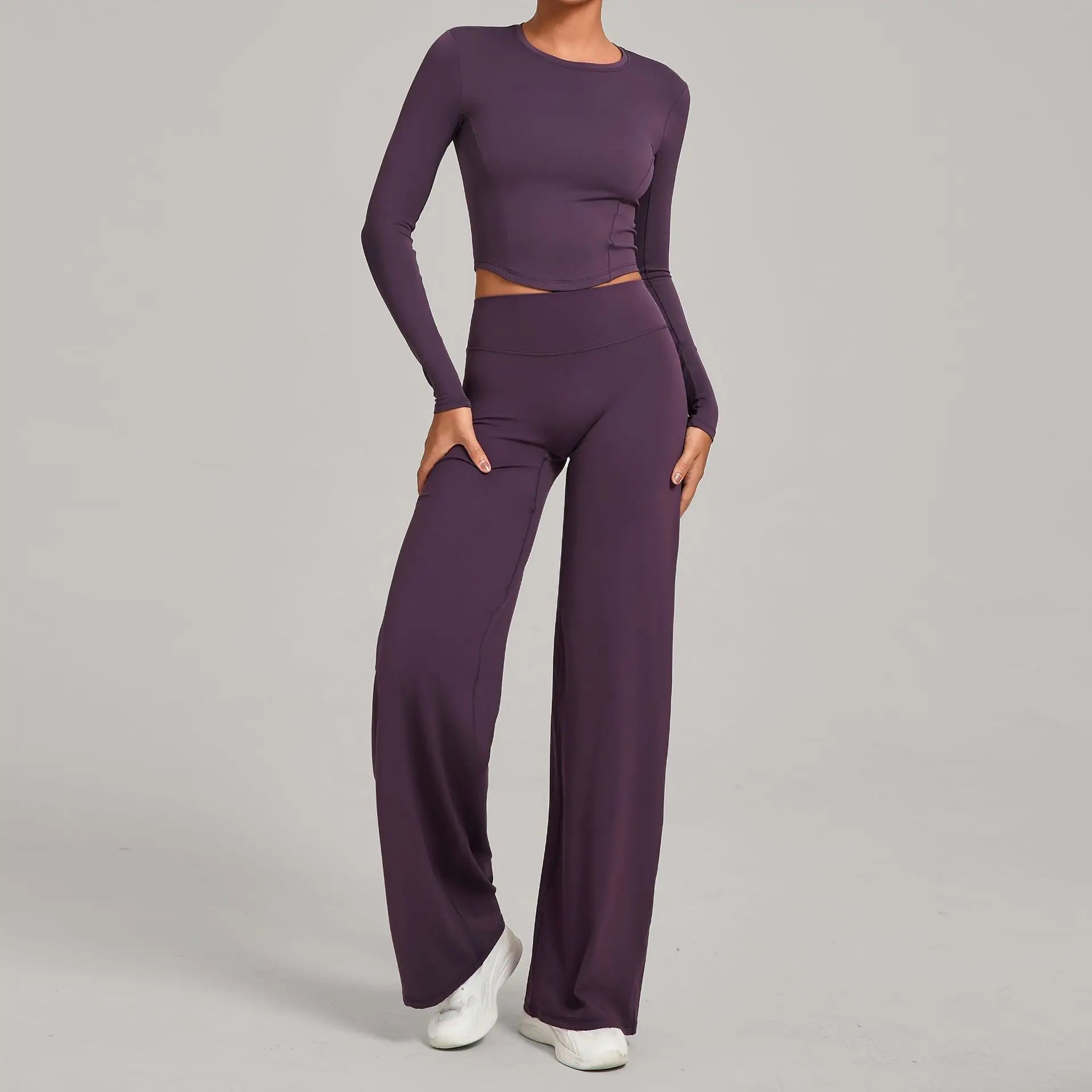 2PCS Yoga Set Women Yoga Pant Workout Tracksuit Sportswear Gym High Waist Straight Leg Bottoms Fitness Bta Sports Suit XP01