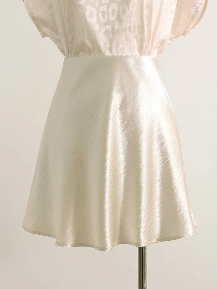 Satin A-Line Office Mini Skirt